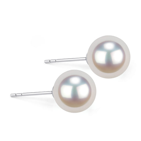 8-8.5mm White Akoya Pearl Stud Earrings - Earrings made with hand-selected pearls from House of Pearls