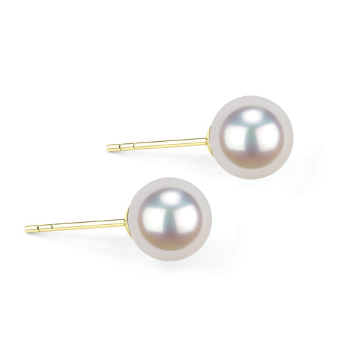 6-7mm White Akoya Pearl & Stud Earrings - Earrings made with hand-selected pearls from House of Pearls