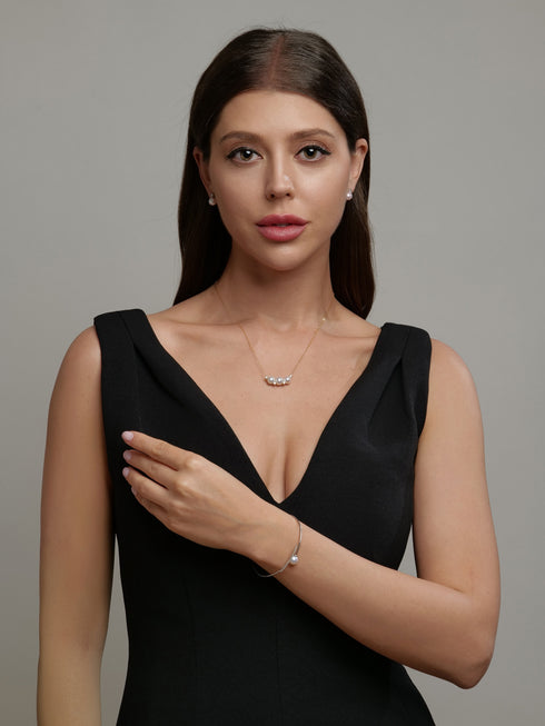 Akoya pearl cubic zirconia pendant necklace by House Of Pearls, 18K gold