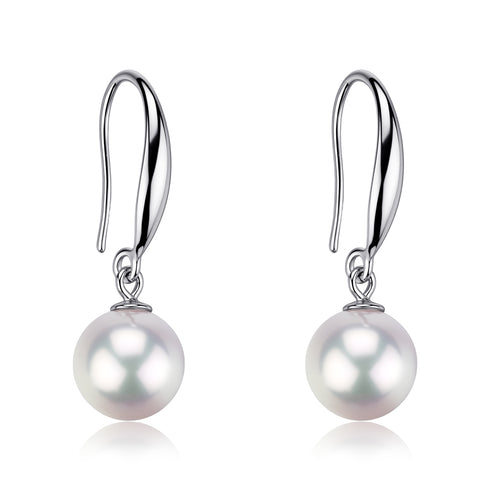 8-9mm White Akoya Pearl Drop Earrings - Earrings made with hand-selected pearls from House of Pearls
