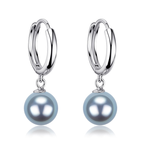 (副本)7-8mm Silver Blue Akoya Pearl Drop Earrings - Earrings made with hand-selected pearls from House of Pearls