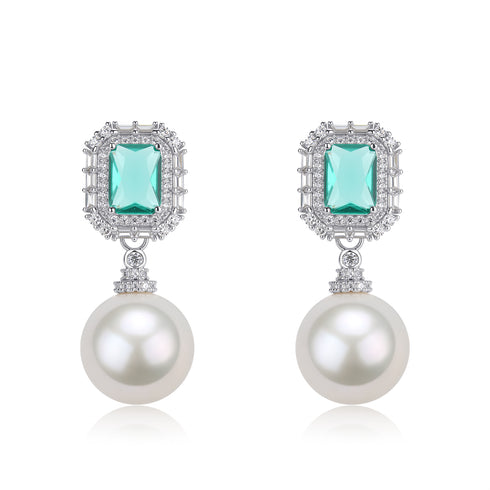 10-11mm Pearl Green Zirconia Earrings