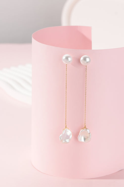 Baroque Petal Pearl Long Drop Earrings - Earrings made with hand-selected pearls from House of Pearls
