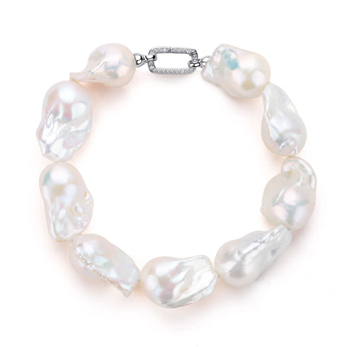 White Large Baroque Freshwater Pearl Bracelet - House Of Pearls