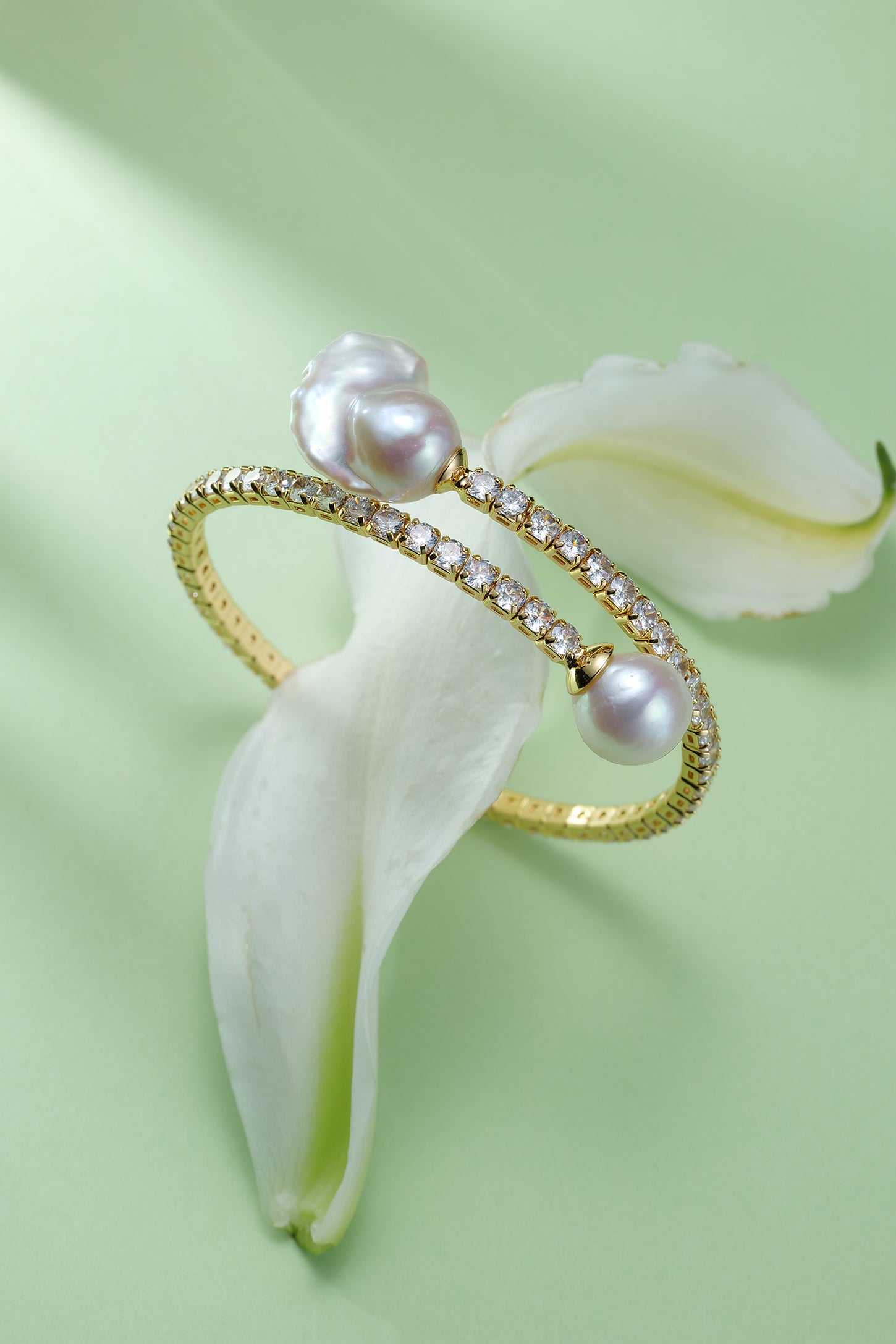 Baroque Pearl Crystal Bangle Bracelet - Bracelets made with hand-selected pearls from House of Pearls