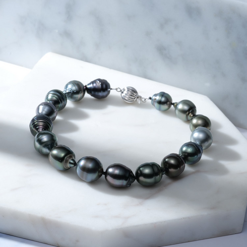 Bracelet: 8–11mm Tahitian pearl baroque circle beads, AAA grade, by House Of Pearls - FT