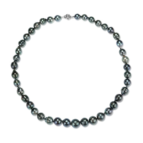 Tahitian Pearl Baroque Circle Necklace with dark 8-11mm South Sea pearls, AAA grade