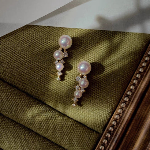 Bling Starry Sky Freshwater Pearl Drop Earrings - Earrings made with hand-selected pearls from House of Pearls