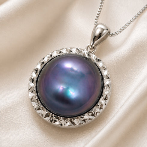 Blue Mabe Pearl Pendant Necklace by House of Pearls
