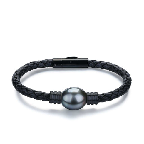 12-14mm Tahitian Baroque Pearl Leather Bracelet - House Of Pearls