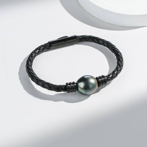 12-14mm Tahitian Baroque Pearl Leather Bracelet - House Of Pearls
