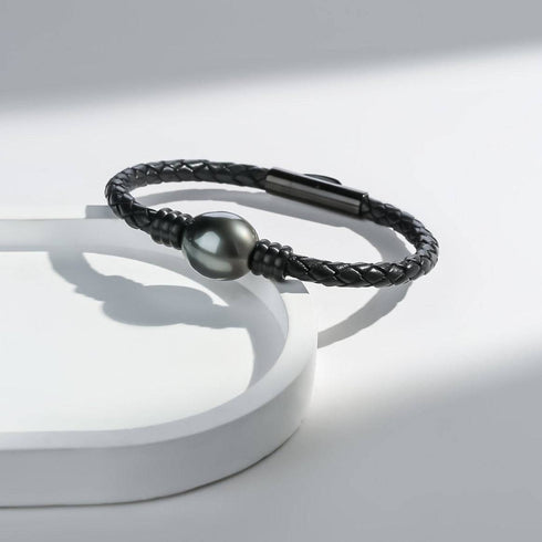 12-14mm Tahitian Baroque Pearl Leather Bracelet - House Of Pearls