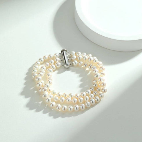 5-6mm Triple Strand Freshwater Pearls Necklace Bracelet Set(Purchase Individually) - House Of Pearls