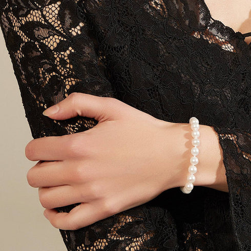 White Freshwater Pearl Bracelet, 6-9mm Silver - House Of Pearls