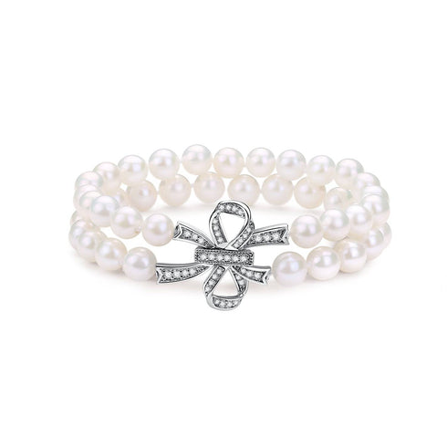 7.0-8.0mm White Freshwater Butterfly Clasp Necklace and Bracelet (Purchase individually) - House Of Pearls