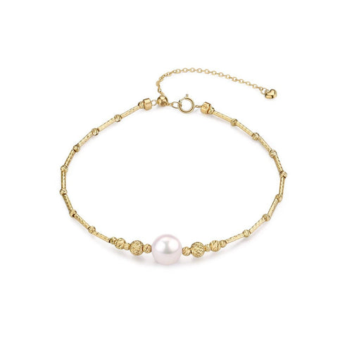 7-8mm Freshwater Pearl Tube Beaded Bracelet 18K Gold - House Of Pearls