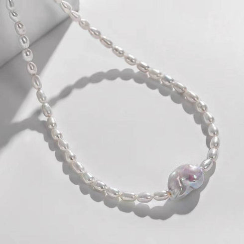 Baroque and Rice Pearl Necklace and Bracelet Set with Adjustable Chains - House Of Pearls