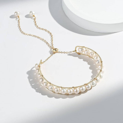 JULIANA Bangle Bolo Pearl Bracelet 14K Yellow Gold - House Of Pearls