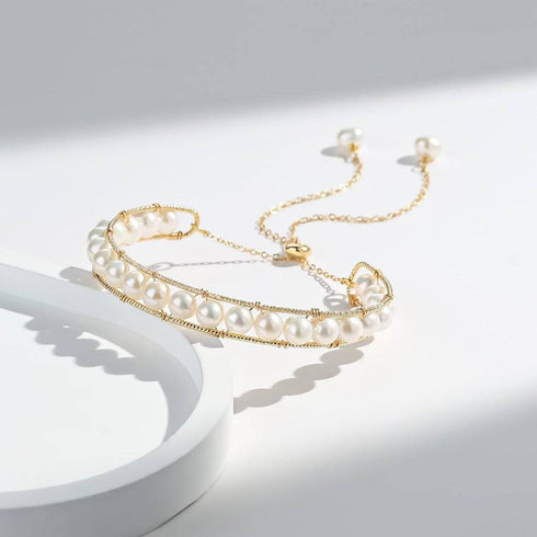 JULIANA Bangle Bolo Pearl Bracelet 14K Yellow Gold - House Of Pearls