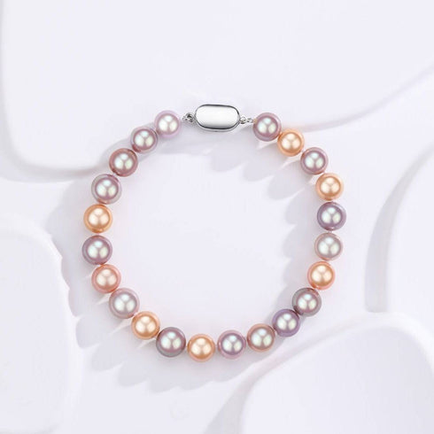 Multicolor Freshwater Pearl Bracelet, 6-9mm Silver - House Of Pearls