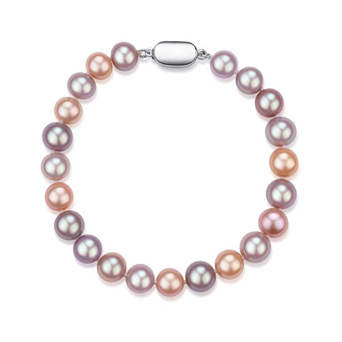 Multicolor Freshwater Pearl Bracelet, 6-9mm Silver - House Of Pearls