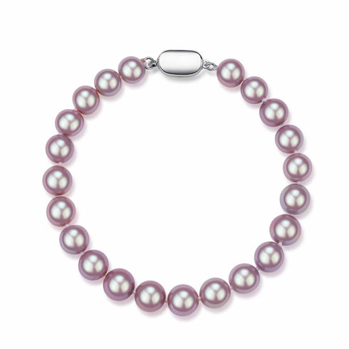 Purple Freshwater Pearl Bracelet, 6-9mm Silver - House Of Pearls