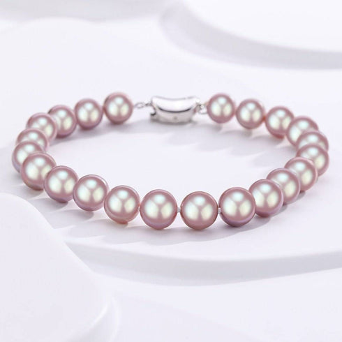 Purple Freshwater Pearl Bracelet, 6-9mm Silver - House Of Pearls