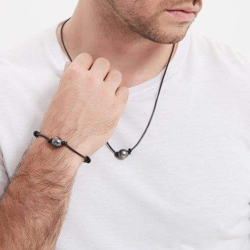 Tahitian Baroque Pearl Knotted Leather Bracelet - Bracelets made with hand-selected pearls from House of Pearls