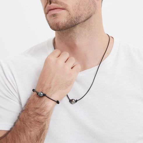 Tahitian Baroque Pearl Knotted Leather Bracelet - House Of Pearls