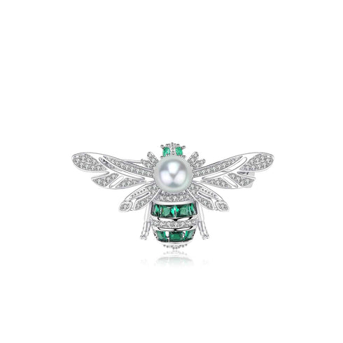 Sparkling Bee Pearl & Cubic Zirconia Brooch - House Of Pearls