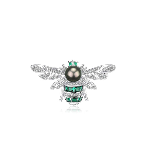 Sparkling Bee Tahitian Pearl & Cubic Zirconia Brooch - House Of Pearls