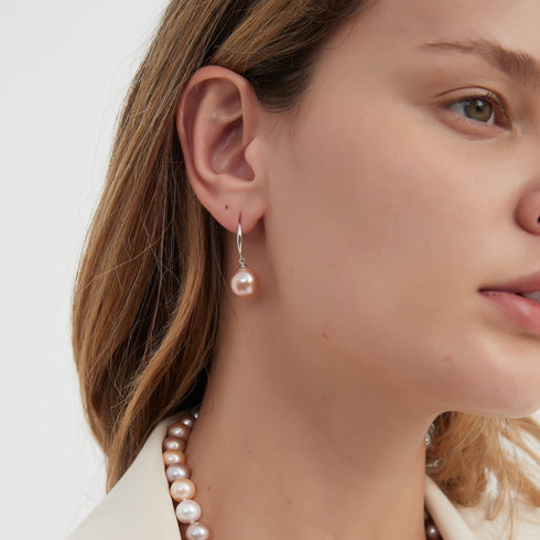 Classic Hook Pink Baroque Pearl Earrings by House of Pearls
