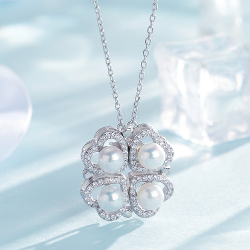 Clover & Heart Good Luck Pendant Necklace - Necklaces made with hand-selected pearls from House of Pearls