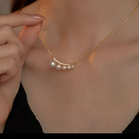 Crescent Moon Pearl Gradient Necklace - Necklaces made with hand-selected pearls from House of Pearls