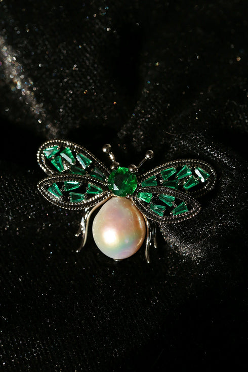 Cubic Zirconia Bee Brooch - Brooch made with hand-selected pearls from House of Pearls
