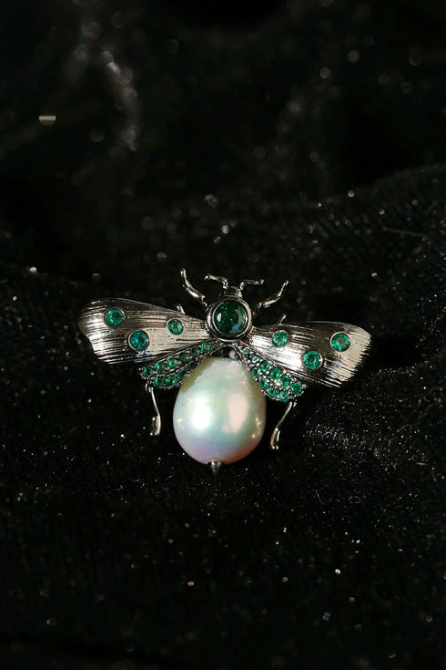 Cubic Zirconia Bee Brooch - Brooch made with hand-selected pearls from House of Pearls
