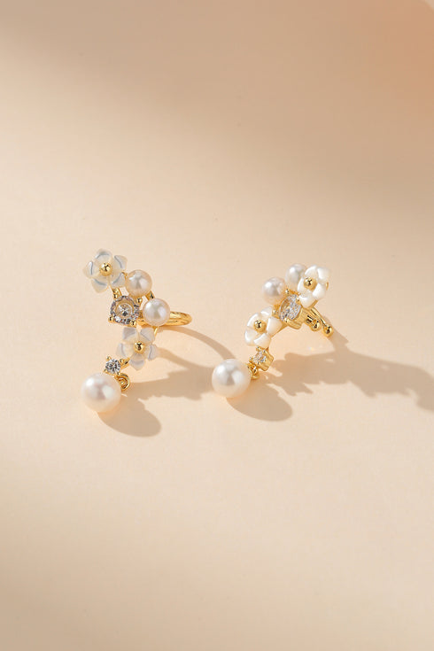 Cubic Zirconia Freshwater Pearls Ear Clip Earrings - Earrings made with hand-selected pearls from House of Pearls