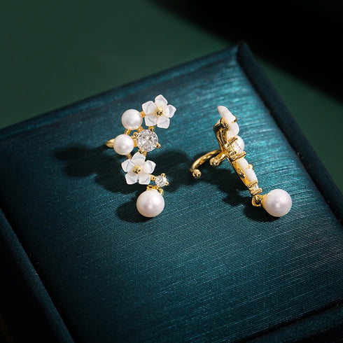 Cubic Zirconia Freshwater Pearls Ear Clip Earrings - Earrings made with hand-selected pearls from House of Pearls