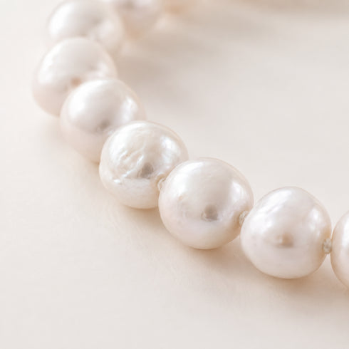9-12mm Graduated White Freshwater Pearl Necklace on a single strand