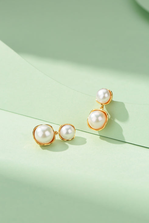 Double Freshwater Pearl & Eulalie Earrings - Earrings made with hand-selected pearls from House of Pearls