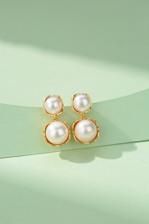 Double Freshwater Pearl & Eulalie Earrings - Earrings made with hand-selected pearls from House of Pearls