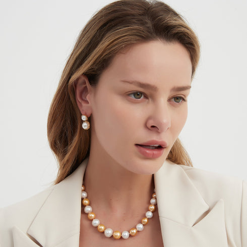 Double Freshwater Pearl & Eulalie Earrings - Earrings made with hand-selected pearls from House of Pearls