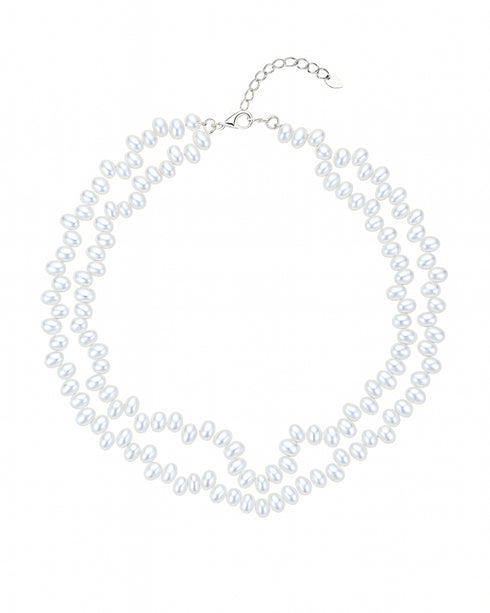 Double-Strand White Rice Freshwater Pearl Necklace - Necklaces made with hand-selected pearls from House of Pearls