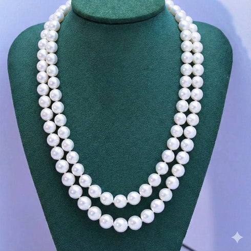 8.5-9.5mm Double Strand White Freshwater Pearl Necklace