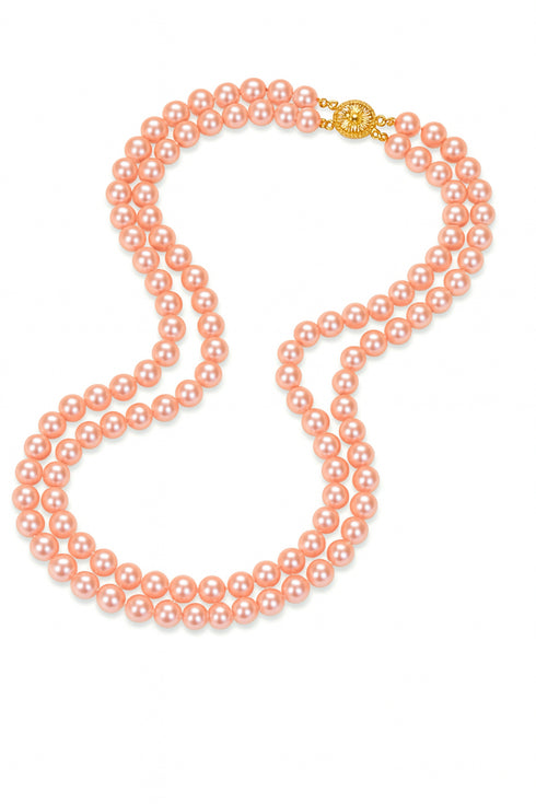 6.5-7.5mm Double Strand Pink Freshwater Pearl Necklace
