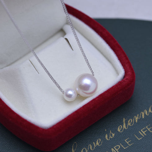 Dual Pearls Pendant Chopin Chain - Necklaces made with hand-selected pearls from House of Pearls