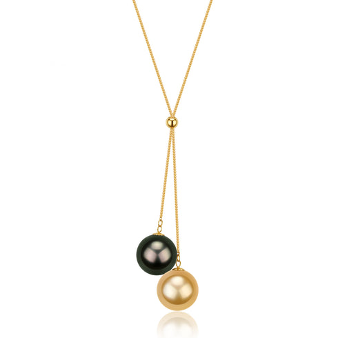 Tahitian Black Pearl Pendant Necklace by House of Pearls on a gold-tone chain