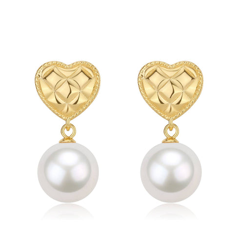 10-11mm Freshwater Pearl & Heart Earrings - Earrings made with hand-selected pearls from House of Pearls