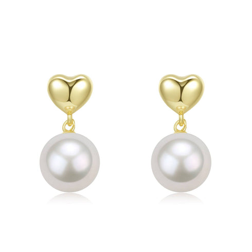 10-11mm Freshwater Pearl Heart Stud Earrings - House Of Pearls