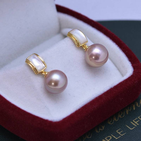 10-11mm Freshwater Pearl & Mother Of Pearls Earrings - House Of Pearls